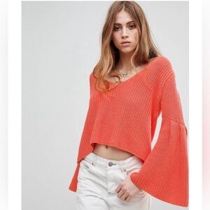 Free People Damsel Flare Sleeve V-neck Sweater Small